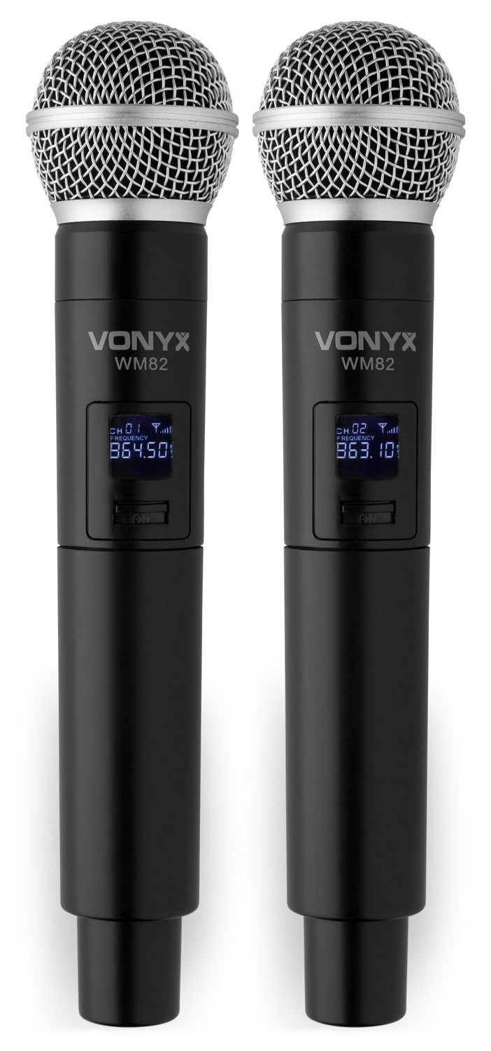 Vonyx WM82 - Micrófono inalámbrico digital UHF 2 canales con 2 micros de mano - Tempo Shop