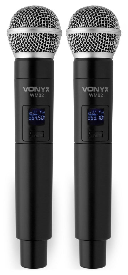Vonyx WM82 - Micrófono inalámbrico digital UHF 2 canales con 2 micros de mano - Tempo Shop