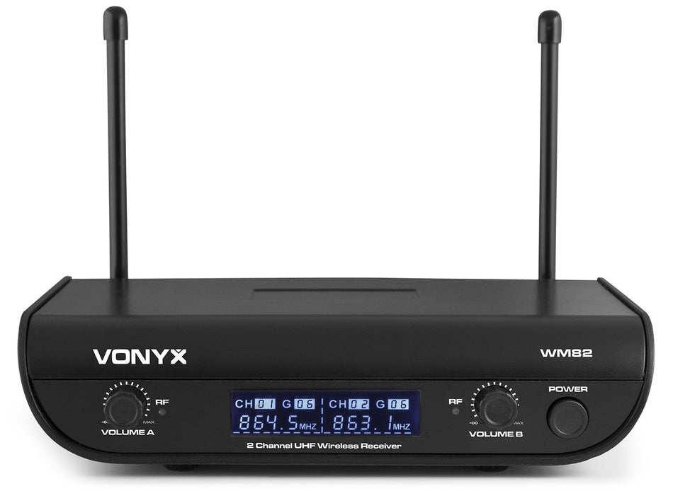Vonyx WM82 - Micrófono inalámbrico digital UHF 2 canales con 2 micros de mano - Tempo Shop