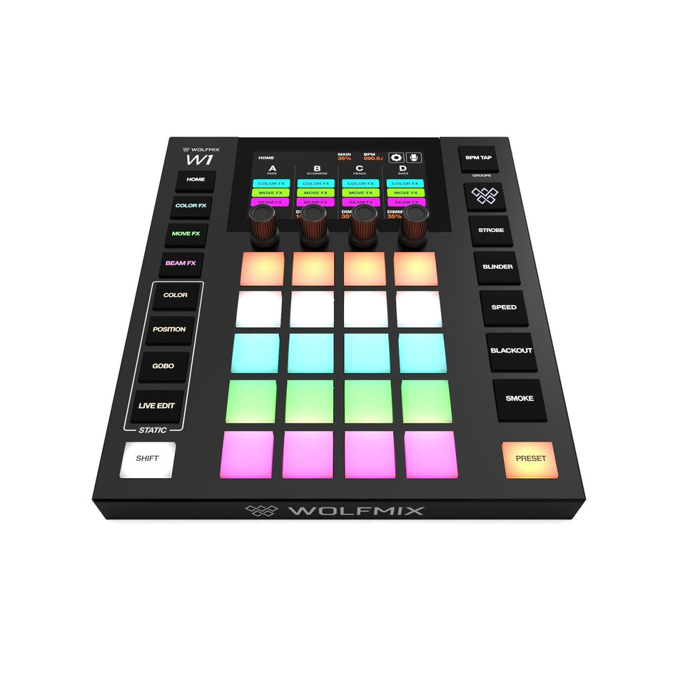 Wolfmix W1 MK2 - Controlador DMX autónomo con 4 universos, FX avanzados y sincronía musical - Tempo Shop