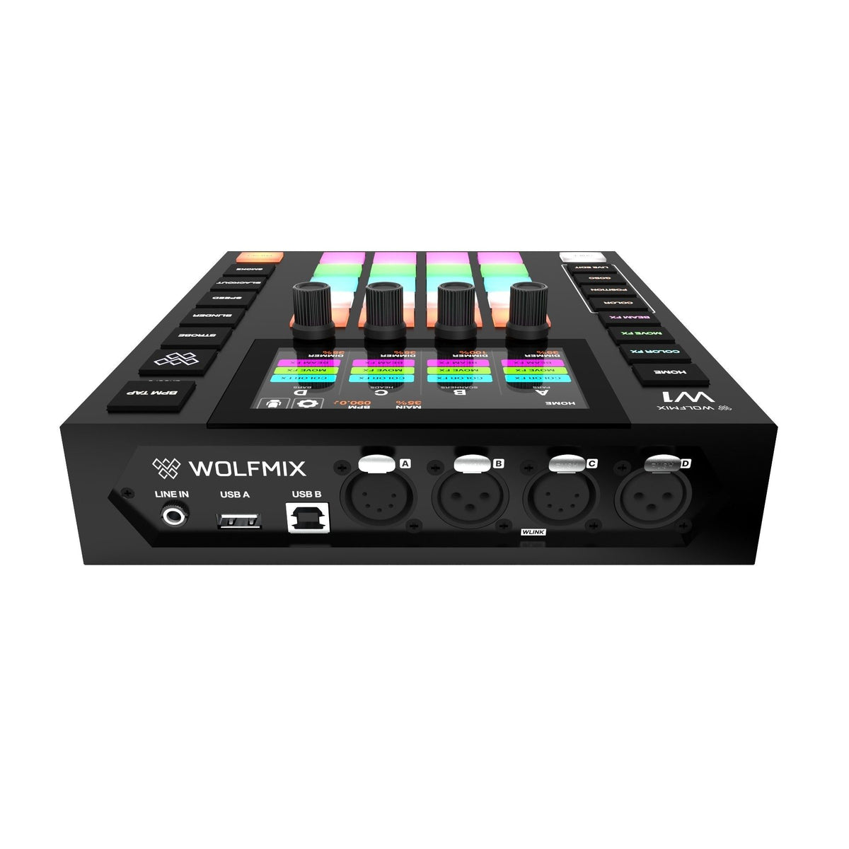 Wolfmix W1 MK2 - Controlador DMX autónomo con 4 universos, FX avanzados y sincronía musical - Tempo Shop